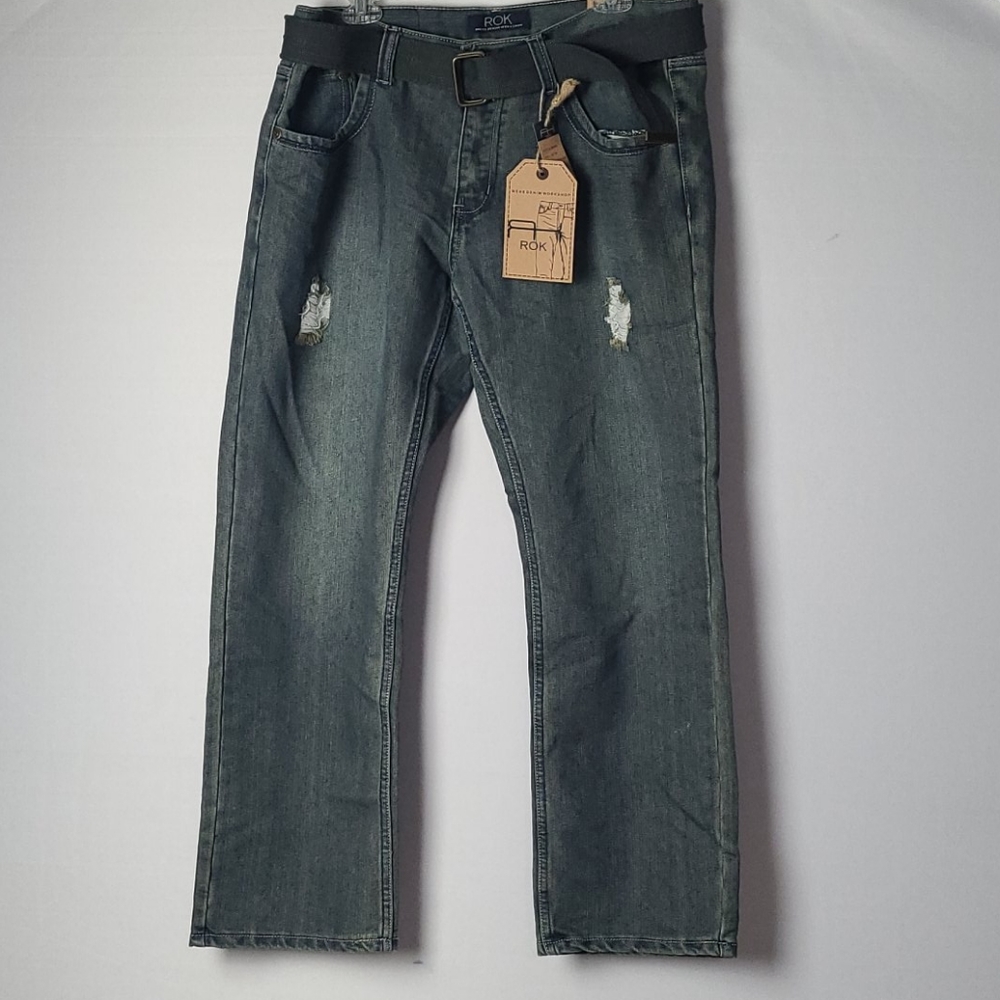 ROK MENS BLUE DENIM WORKSHOP JEANS 38/30